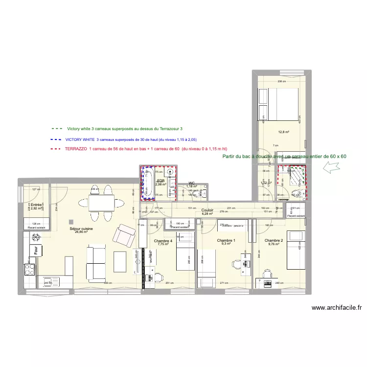 02 Boulogne plan carrelage fa&iuml;ence. Plan de 