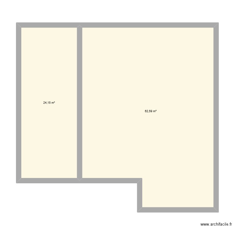 fwsf. Plan de 2 pièces et 87 m2