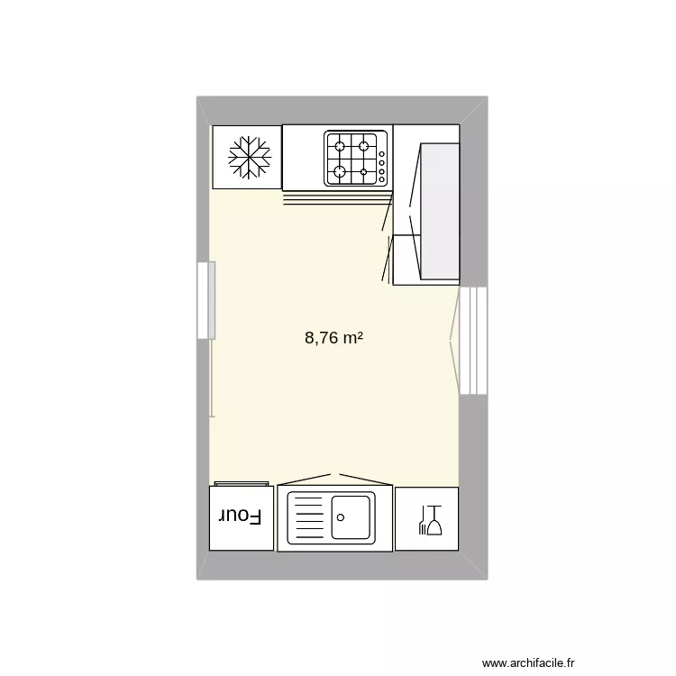 CUISINE VERTHEUIL. Plan de 1  et 9 m²