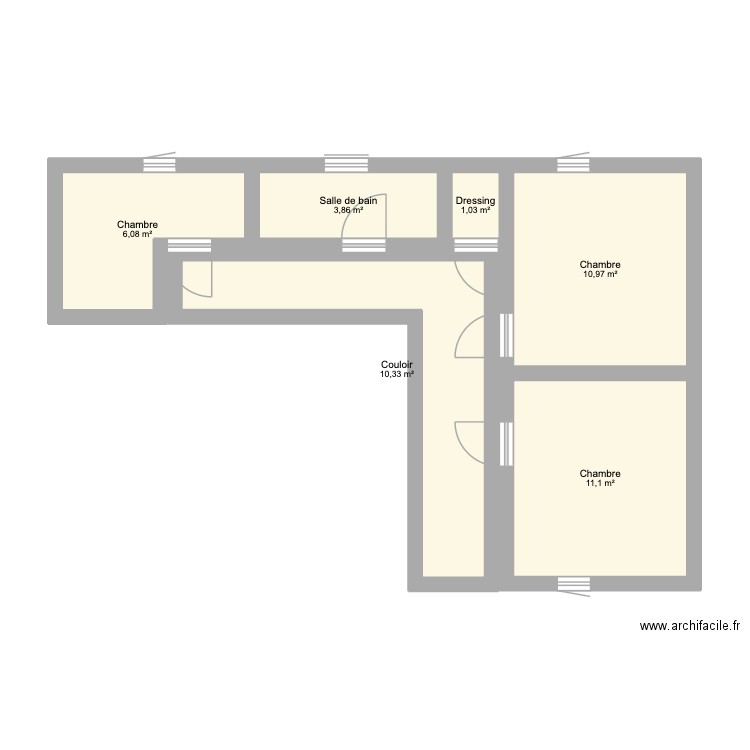 CAMPAGNE. Plan de 6 pièces et 43 m2