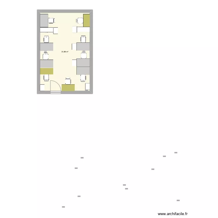 iouri bureau. Plan de 1  et 32 m²