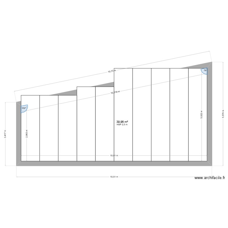 commande hangar. Plan de 1 pièce et 40 m2