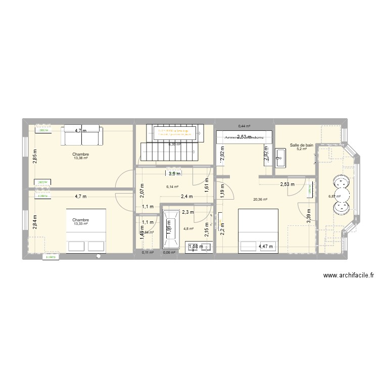 PLAN ETAGE SOMME. Plan de 12 pièces et 79 m2