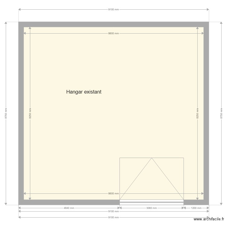 situation existante hangar. Plan de 1 pièce et 71 m2