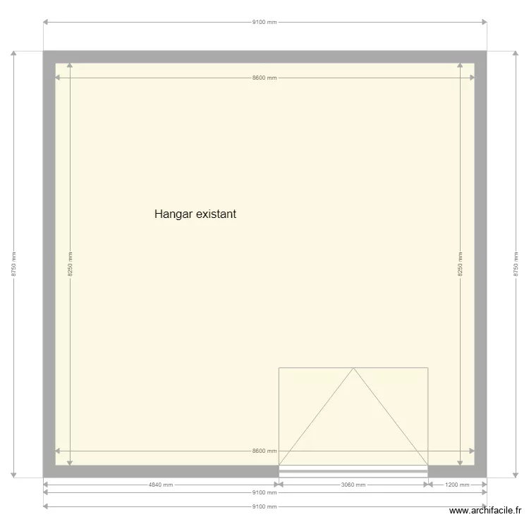 situation existante hangar. Plan de 