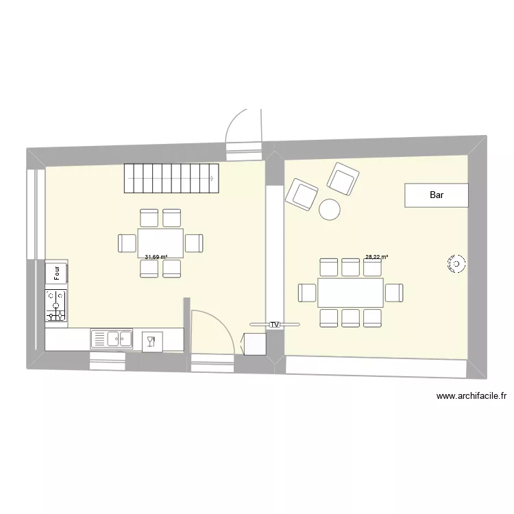 maison. Plan de 2  et 60 m²