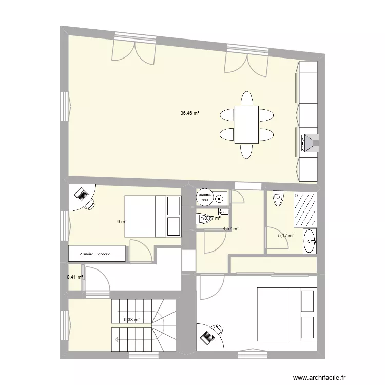 PLAN REISS 2 2EME. Plan de 7  et 63 m²