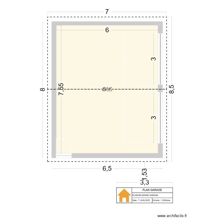 PLAN GARAGE. Plan de 1 pièce et 45 m2