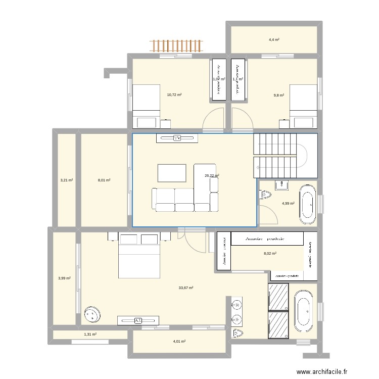 Etesian211. Plan de 14 pièces et 121 m2