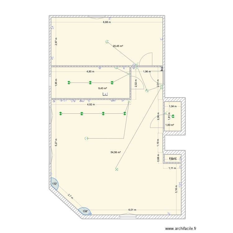 Duverger c2. Plan de 5 pièces et 87 m2