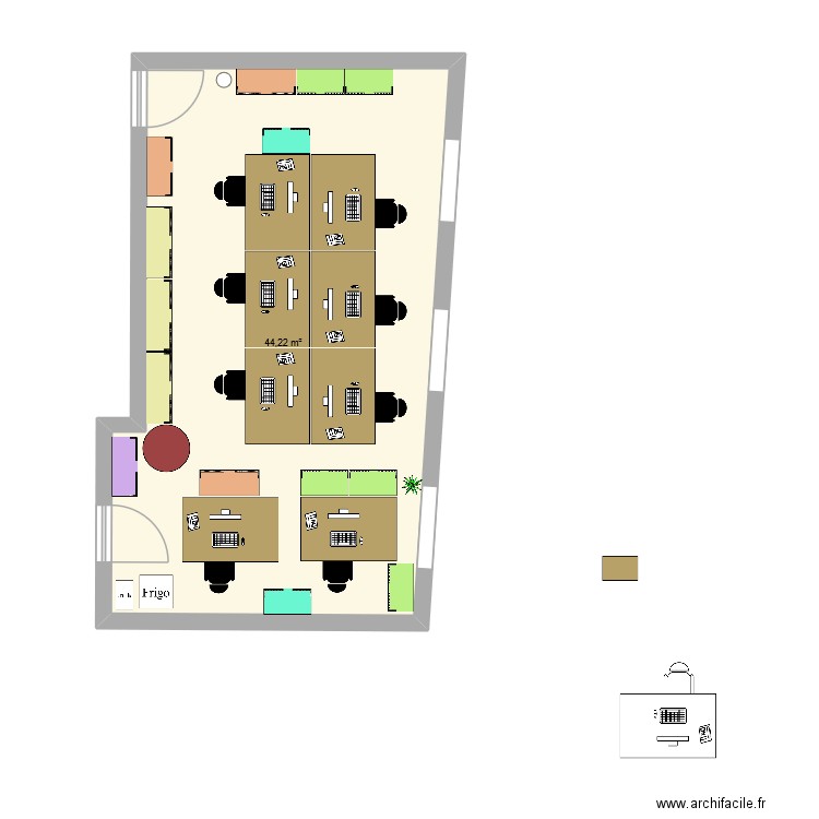 105104 v2. Plan de 1 pièce et 44 m2