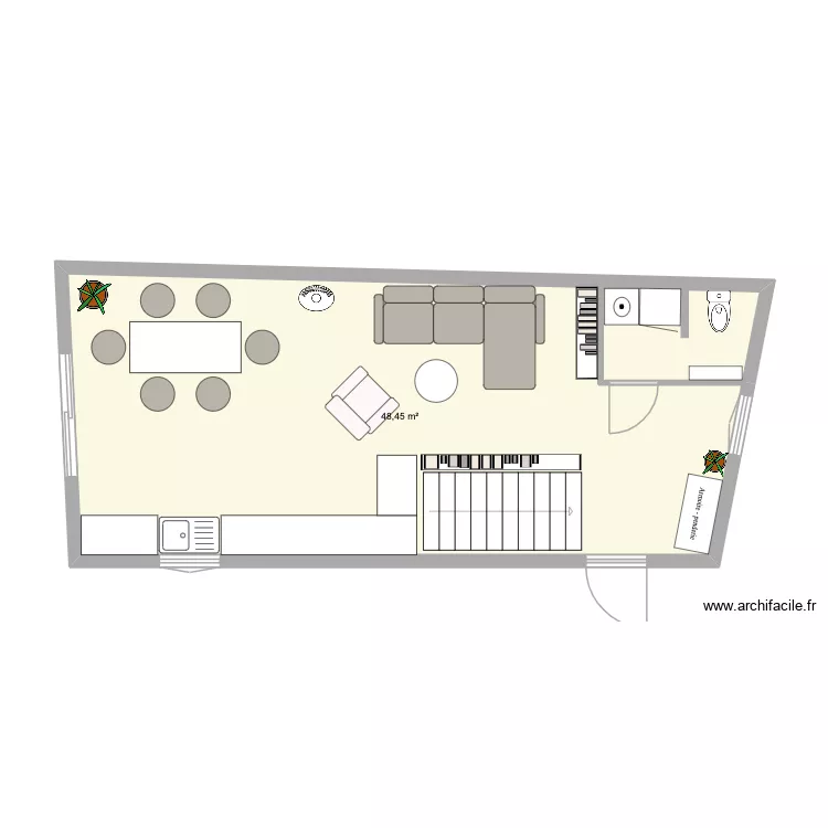 RC Th&eacute;rese. Plan de 1  et 48 m²