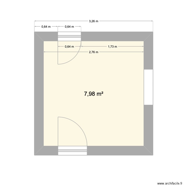 cuisine Montluçon archifacile. Plan de 1 pièce et 8 m2