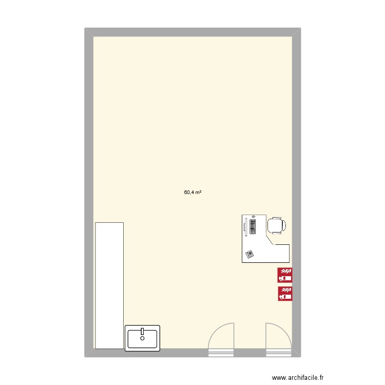 Plan du laboratoire de contrôle qualité. Plan de 1 pièce et 60 m2