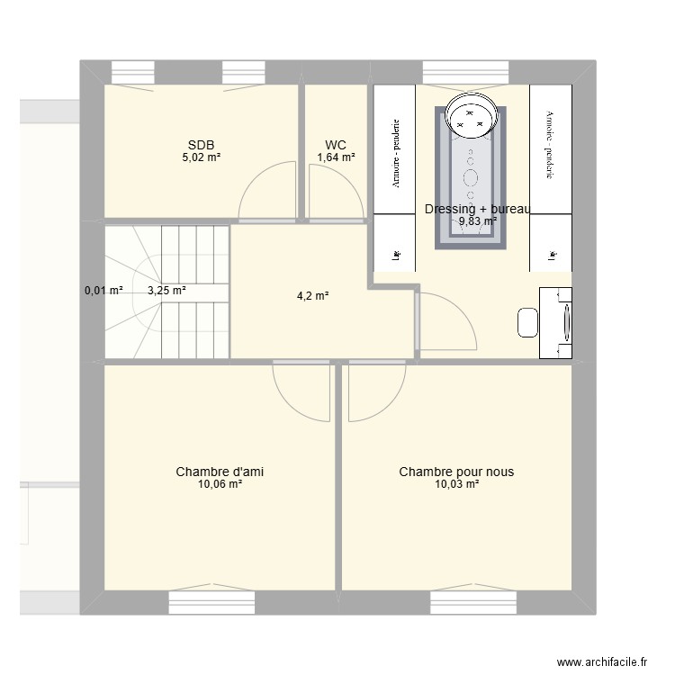 Maison modifiée 2ème proposition. Plan de 13 pièces et 113 m2