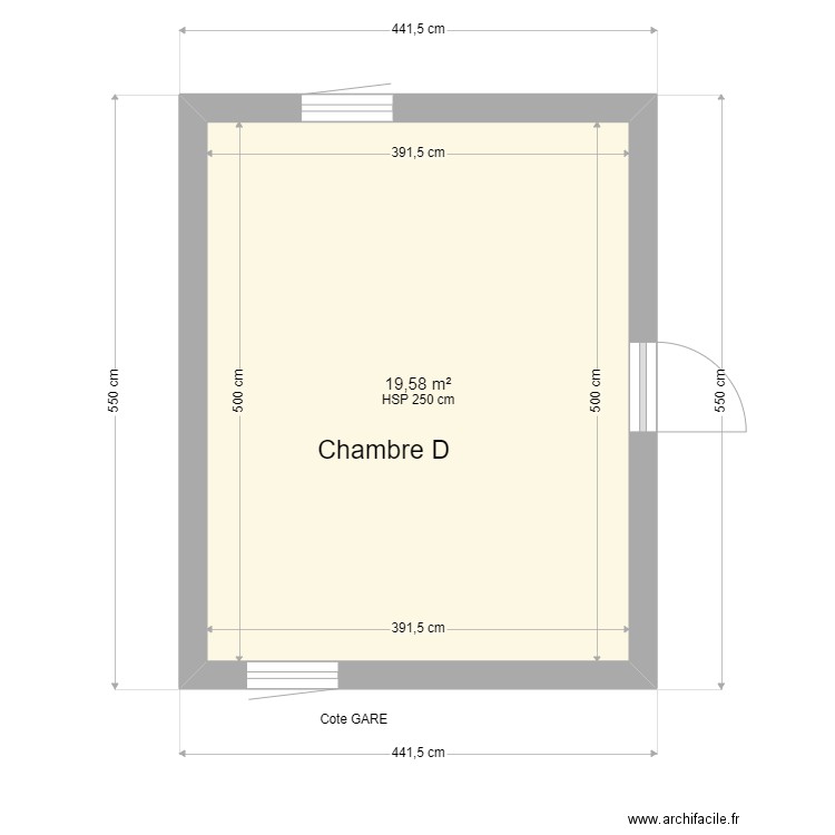 Chambre droite v2. Plan de 1 pièce et 20 m2