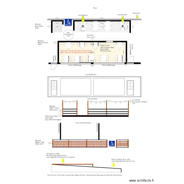 terrasse la chambre. Plan de 1 pièce et 26 m2