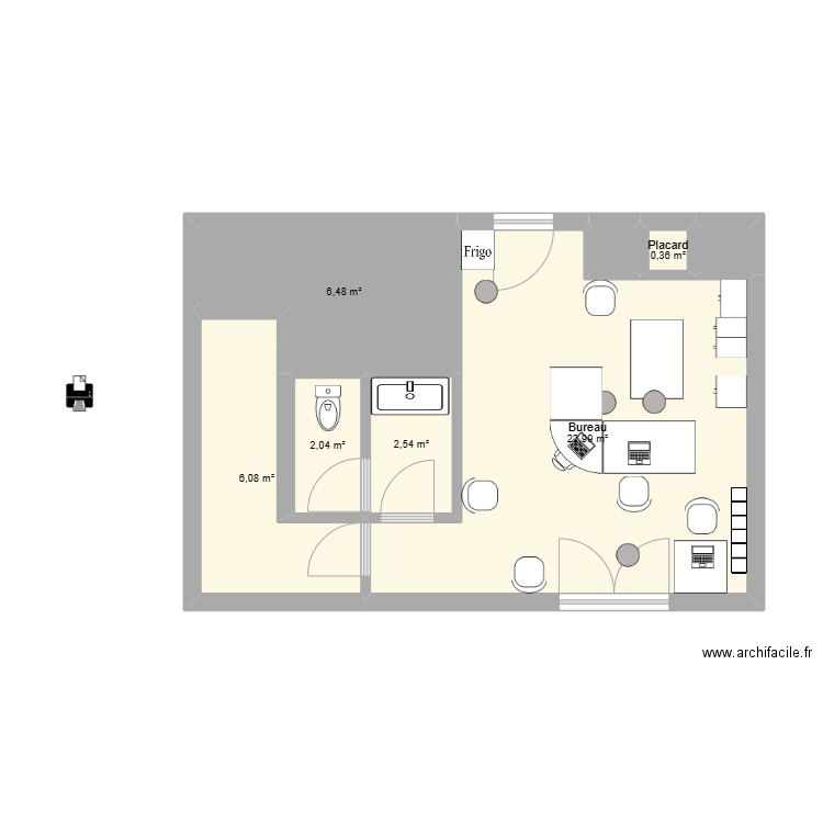 Salle reeduc propal. Plan de 8 pièces et 41 m2