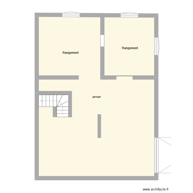 garage. Plan de 1 pièce et 83 m2