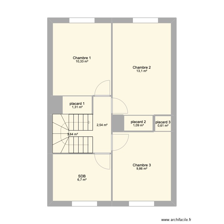 SECLIN ETAGE. Plan de 11 pièces et 50 m2