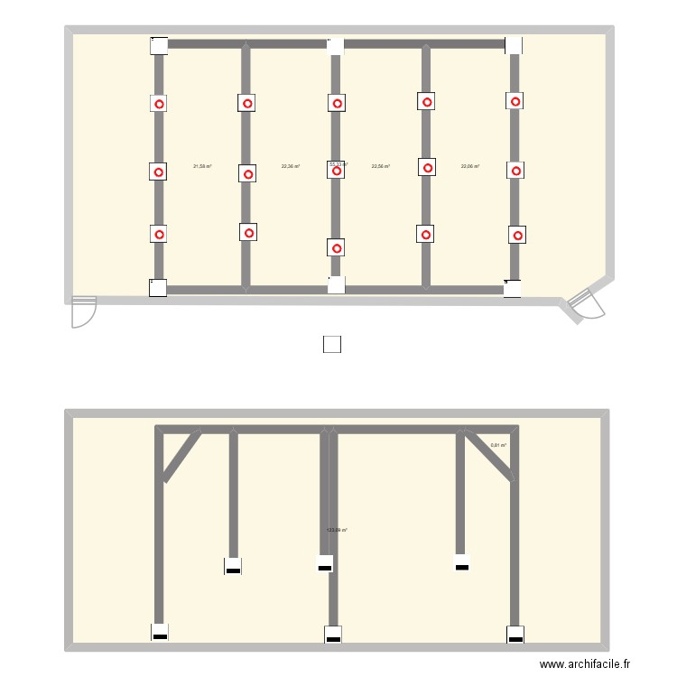 Bungee. Plan de 7 pièces et 386 m2