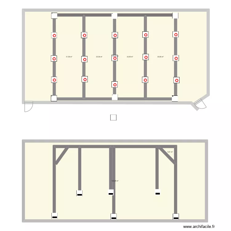 Bungee. Plan de 7 pièces et 386 m²