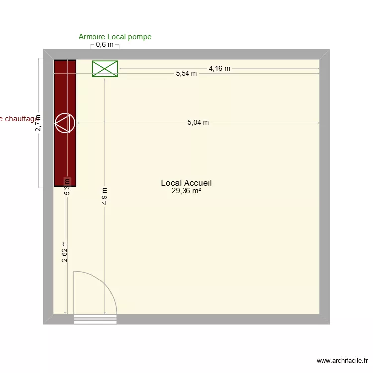 Local accueil. Plan de 1 et 29 m² Local accueil. Plan de 1 et 29 m²