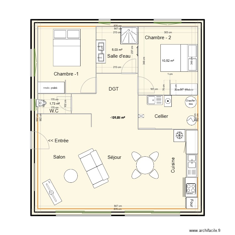 Plain-pied Merlevenez-(Const Belon).. Plan de 5 pièces et 186 m2