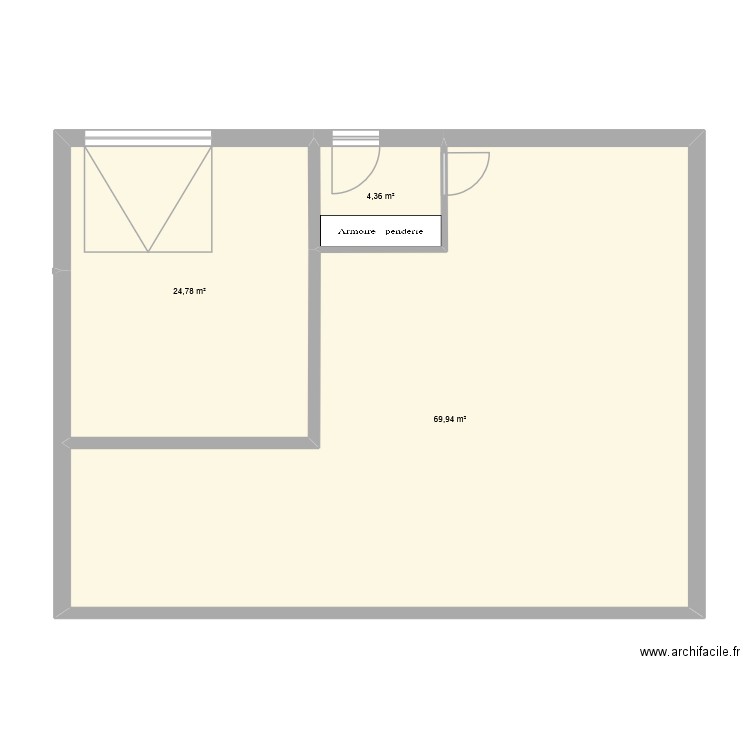 Maison avec combles aménagés. Plan de 3 pièces et 99 m2