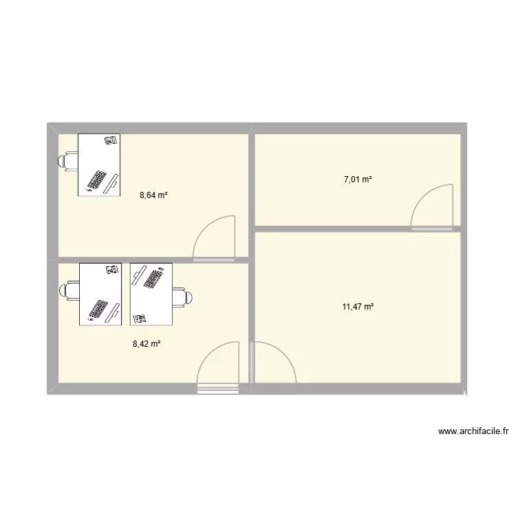 bungalow nett. Plan de 4  et 36 m²