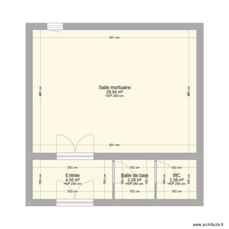 plan Salle mortuaire. Plan de 4 pièces et 38 m2