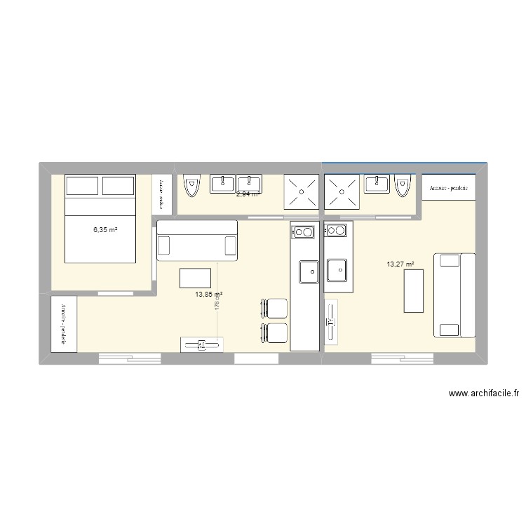 DEPENDANCE MO. Plan de 4 pièces et 36 m2