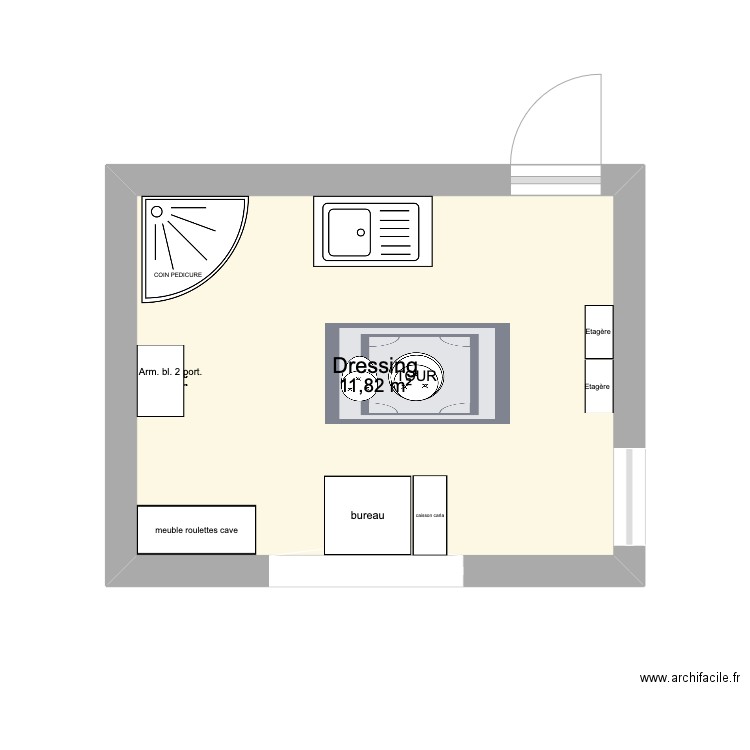 PIECE POTERIE. Plan de 1 pièce et 12 m2