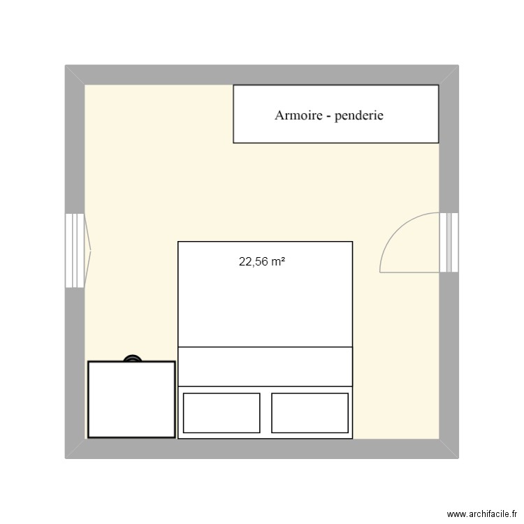chambre. Plan de 1 pièce et 23 m2
