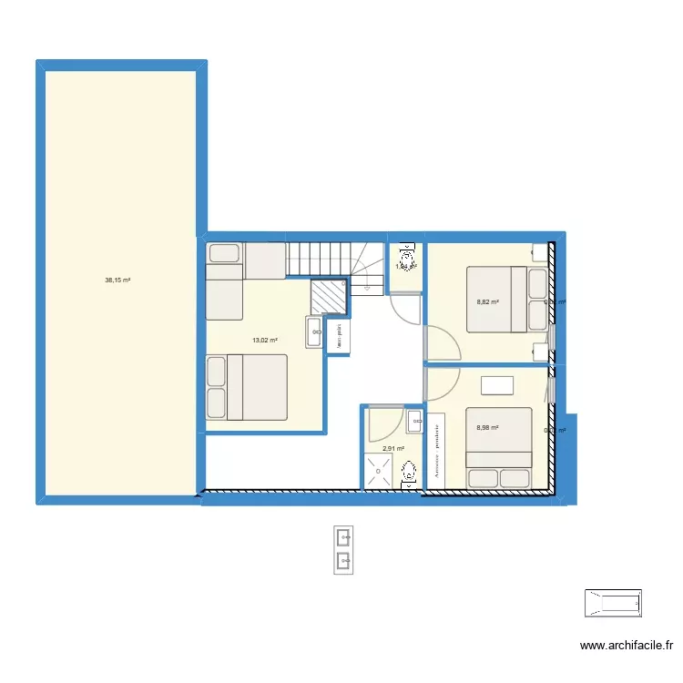 etage gite. Plan de 8 Pièces et 73 m² etage gite. Plan de 8 Pièces et 73 m²