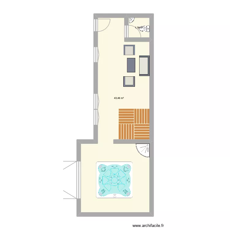 Atelier - Futur Espace Bien &ecirc;tre / SPA. Plan de 2  et 45 m²