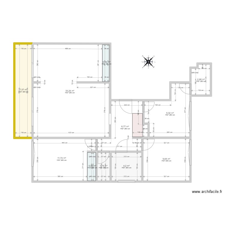 4GCout. Plan de 11 pièces et 91 m2