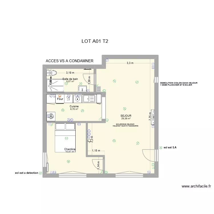 LES ADRETS A01. Plan de 4 et 52 m² LES ADRETS A01. Plan de 4 et 52 m²