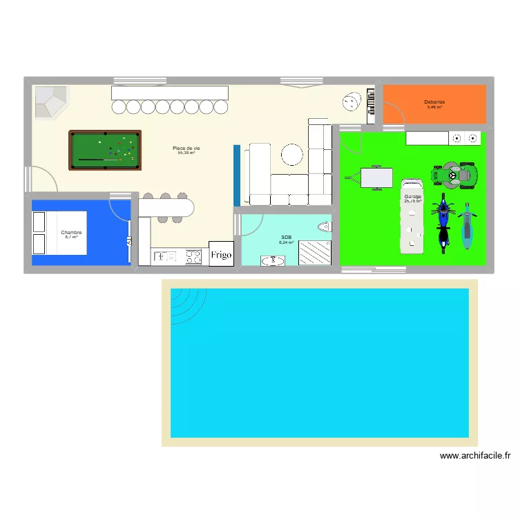 BATIMENT giu. Plan de 5 pièces et 102 m²