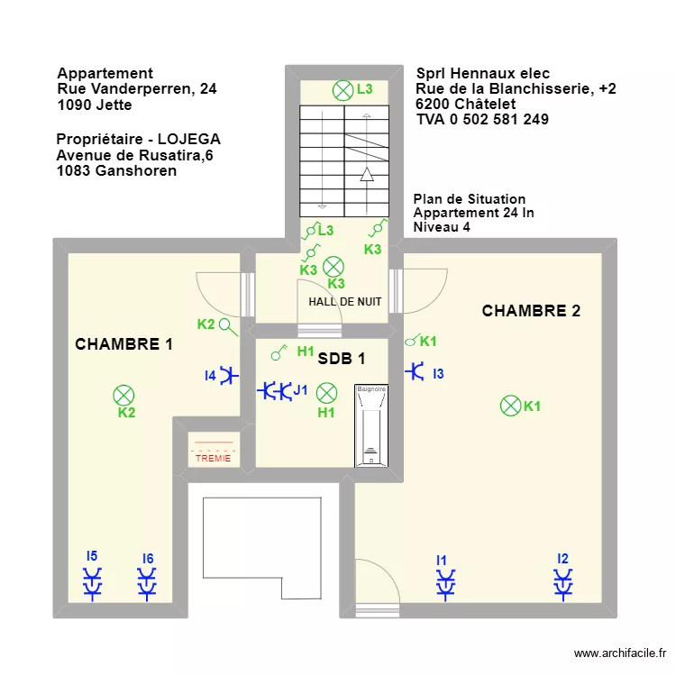 Plan de situation appartement 24ln niveau 4. Plan de 