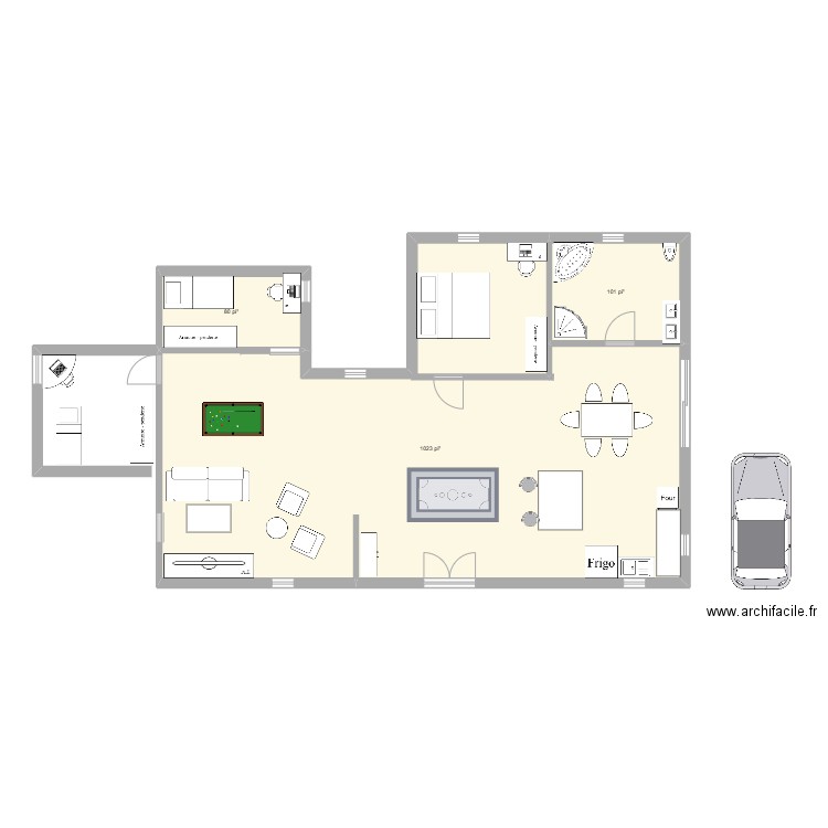 division intérieur Rafaël marquis. Plan de 3 pièces et 112 m2