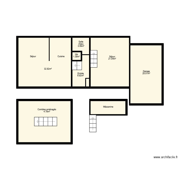 Naumovic. Plan de 9 pièces et 33 m2