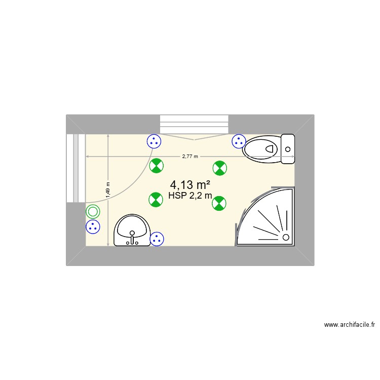 SDR RDC. Plan de 1 pièce et 4 m2