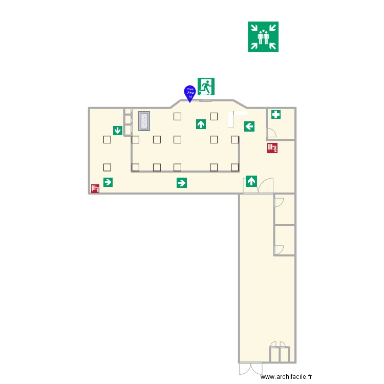 plan magasin Verviers. Plan de 10 pièces et 58 m2