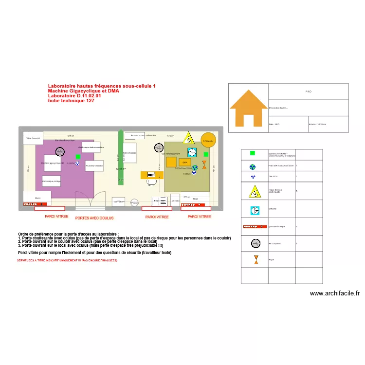 Fiche 127_ Labo hautes fr&eacute;quences sous cellule 1 V4bis. Plan de 