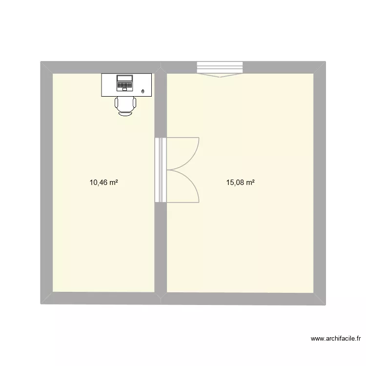 Entrée de la chambre. Plan de 2 et 26 m² Entrée de la chambre. Plan de 2 et 26 m²
