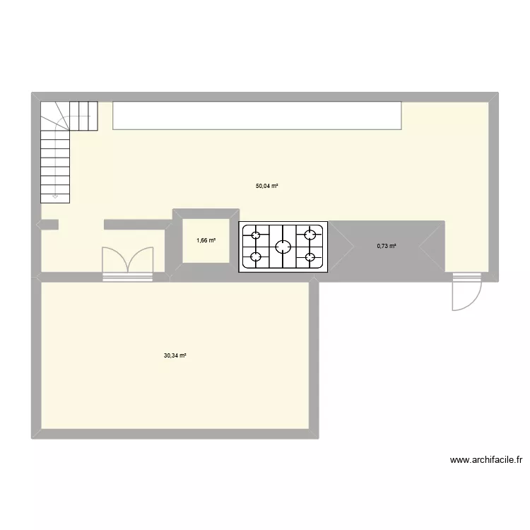 charcuterie laurent. Plan de 4 pièces et 90 m²
