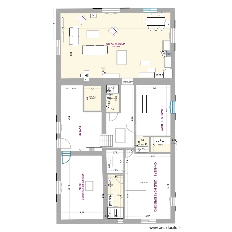 GRANGE RENOVATION JANVIER 2025 VERSION CUISINE SUD. Plan de 0 pièce et 0 m2
