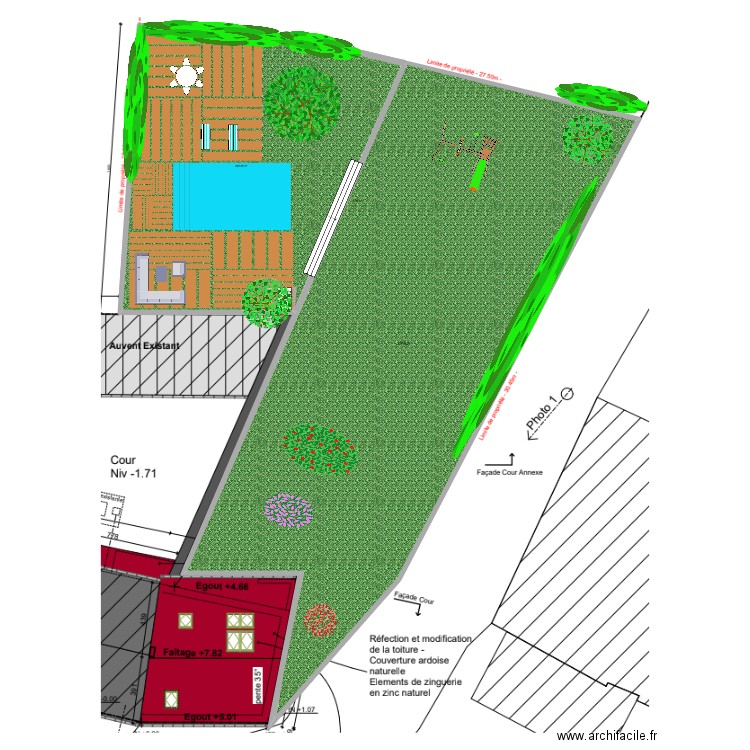 Jardin. Plan de 3 pièces et 630 m2