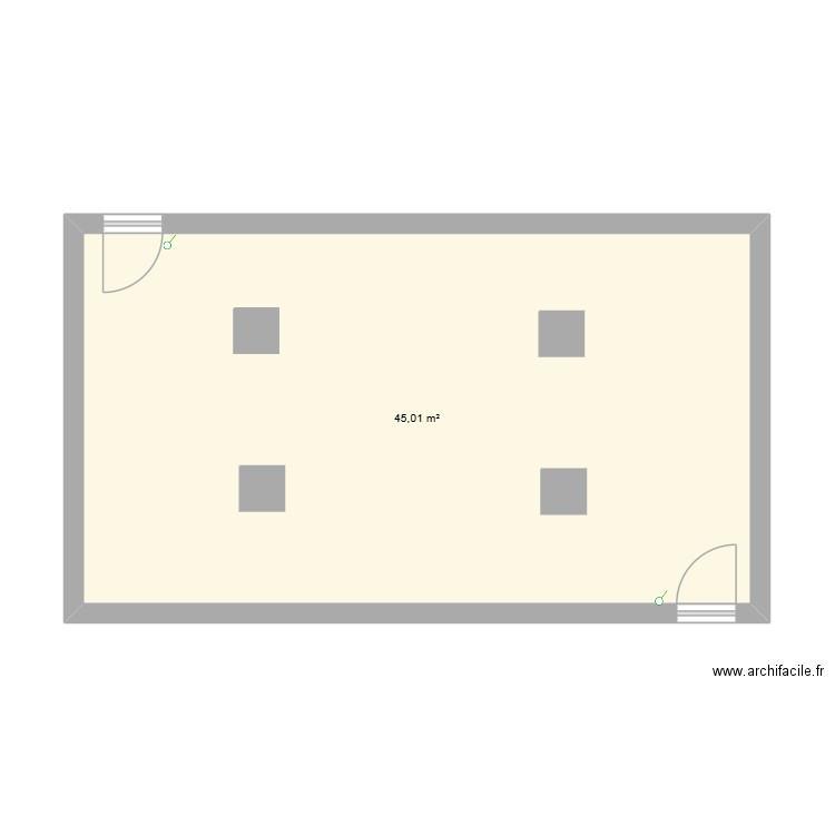 entrainement ccf. Plan de 1 pièce et 45 m2